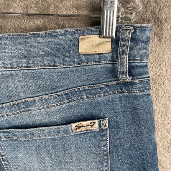 Seven7 Jeans Women’s 14 Blue Slim Straight Crop Mid Rise Embroidered Y2K Raw Hem - Picture 4 of 8